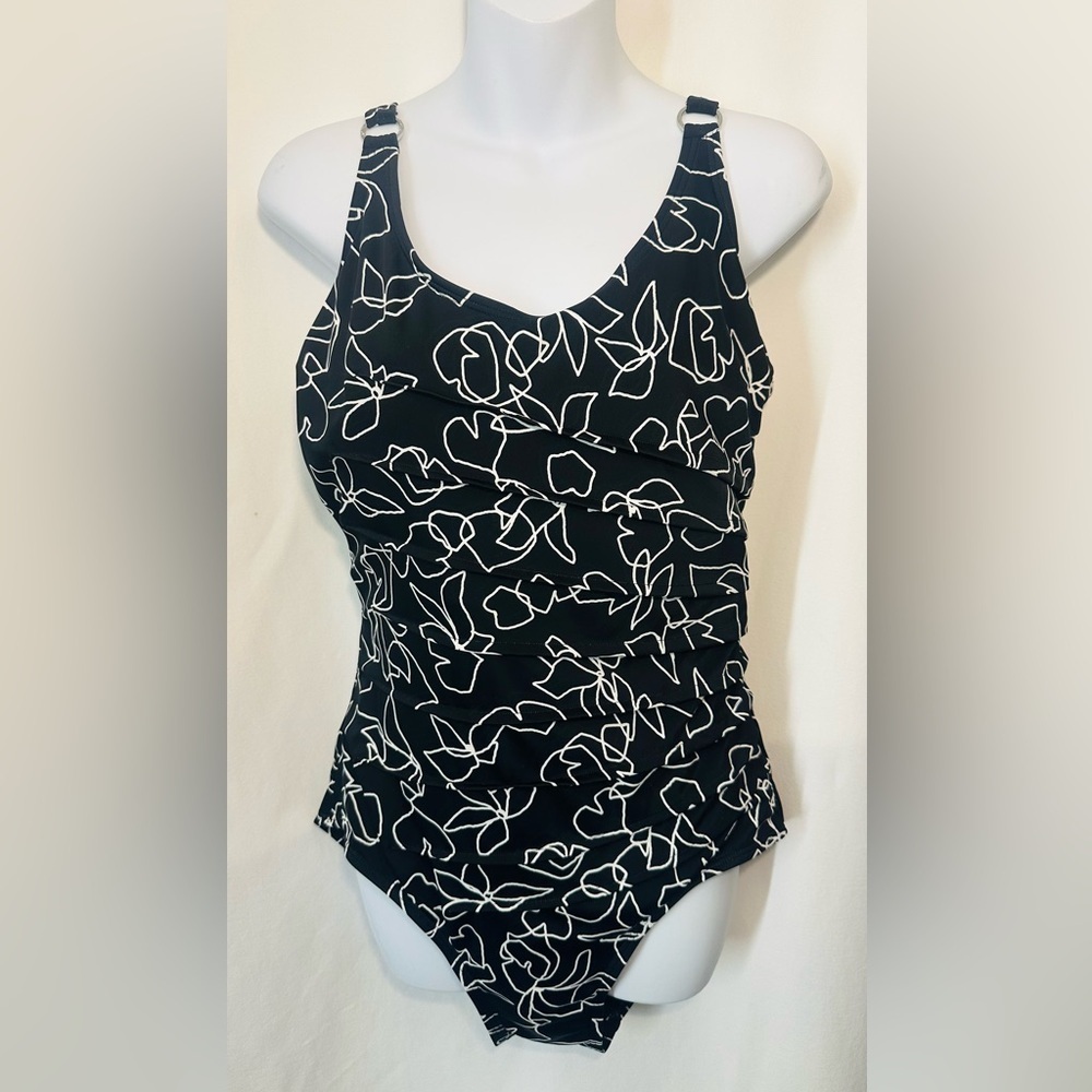 Calvin Klein Black and White Fitted  Swimsuit  #A2